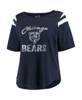 Women's Junk Food Navy Chicago Bears Half-Sleeve Mock Neck T-Shirt