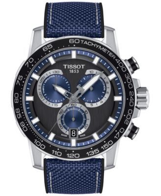 Men's Swiss Chronograph Supersport Blue Textile Strap Watch 40mm