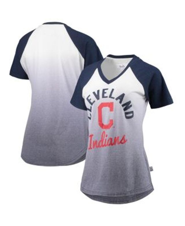 Cleveland Indians Touch Women's Ultimate Fan 3/4-Sleeve Raglan V-Neck T- Shirt - Navy