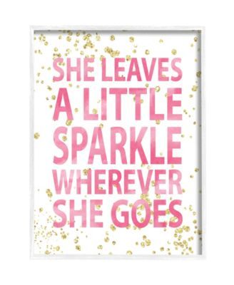 She Leaves a Little Sparke Wall Plaque White Framed Giclee Texturized Art, 24" x 30"