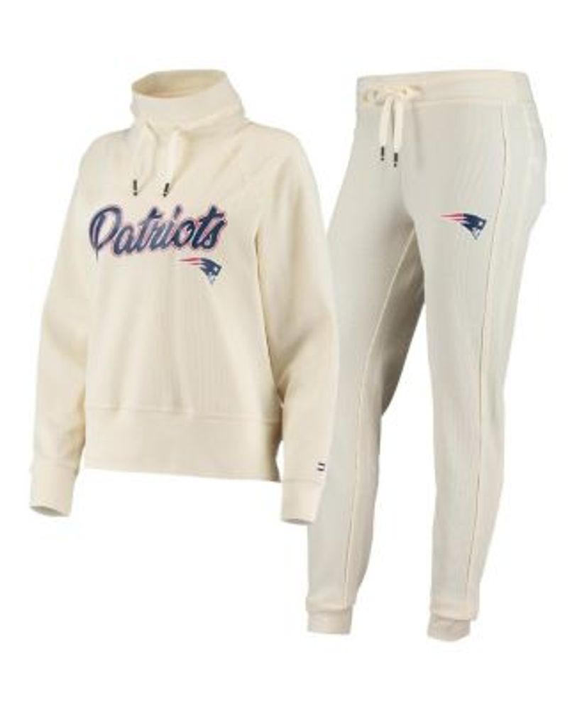 Women's Cream New England Patriots Zoey Raglan Pullover Sweatshirt and Pants Tri-Blend Lounge Set