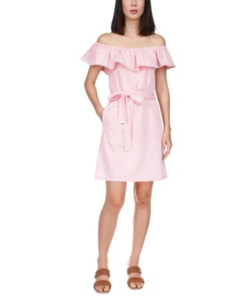 Michael Kors Ruffled Off-The-Shoulder Mini Dress, Regular & Petite |  Hawthorn Mall