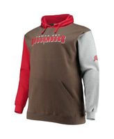 Men's Fanatics Branded Heather Gray Tampa Bay Buccaneers Fade Out Fitted Pullover Hoodie