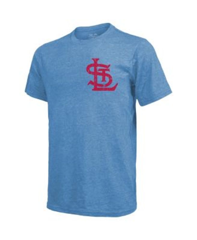 Men's Majestic Threads Light Blue St. Louis Cardinals Throwback Logo  Tri-Blend T-Shirt