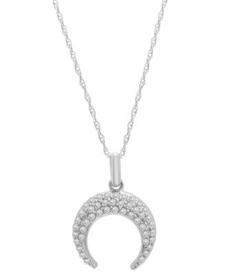 Diamond Pavé Moon 18" Pendant Necklace (1/5 ct. t.w.) in 10k White Gold