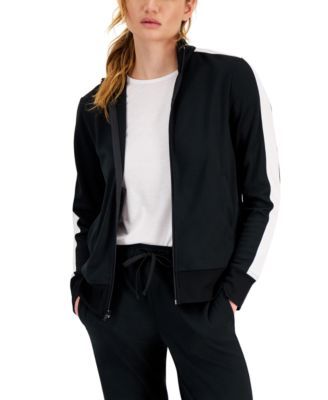 Women's Zip Striped-Sleeve Track Jacket, Created for Macy's