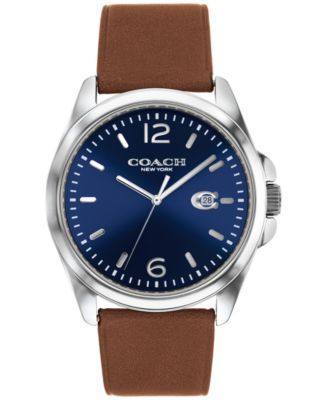 Men's Greyson Brown Leather Strap Watch 41mm