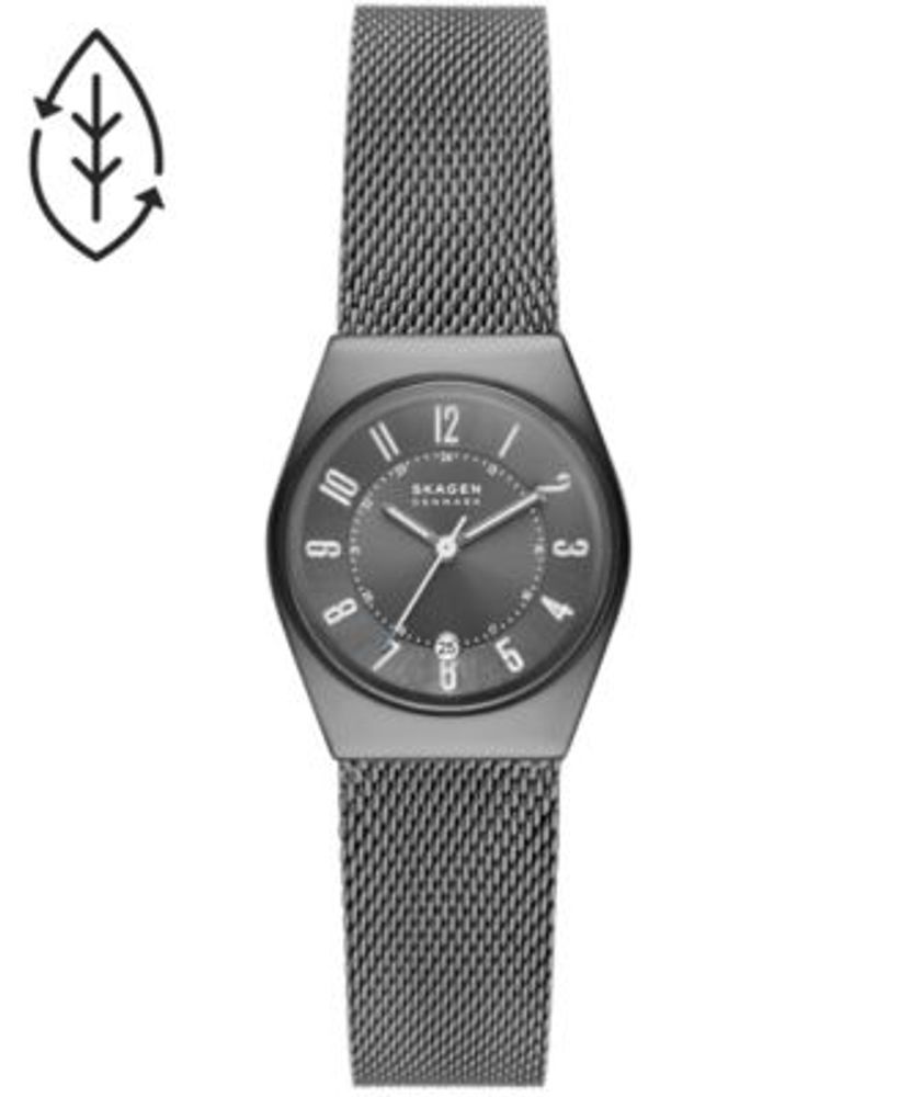 Women's Grenen Lille Charcoal Stainless Steel Mesh Three Hand Date Watch, 26mm