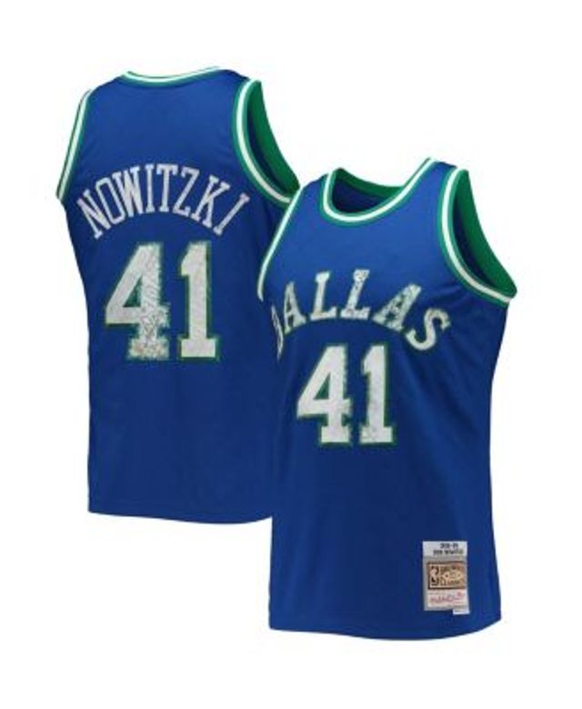 Men's Mitchell & Ness Dirk Nowitzki Gold Dallas Mavericks 75th Anniversary 1998/99 Hardwood Classics Swingman Jersey Size: Small