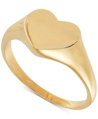 Polished Signet Heart Ring in 10k Gold