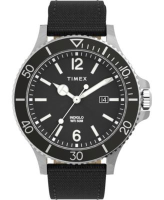 Men's Harborside Black Fabric Watch 42mm