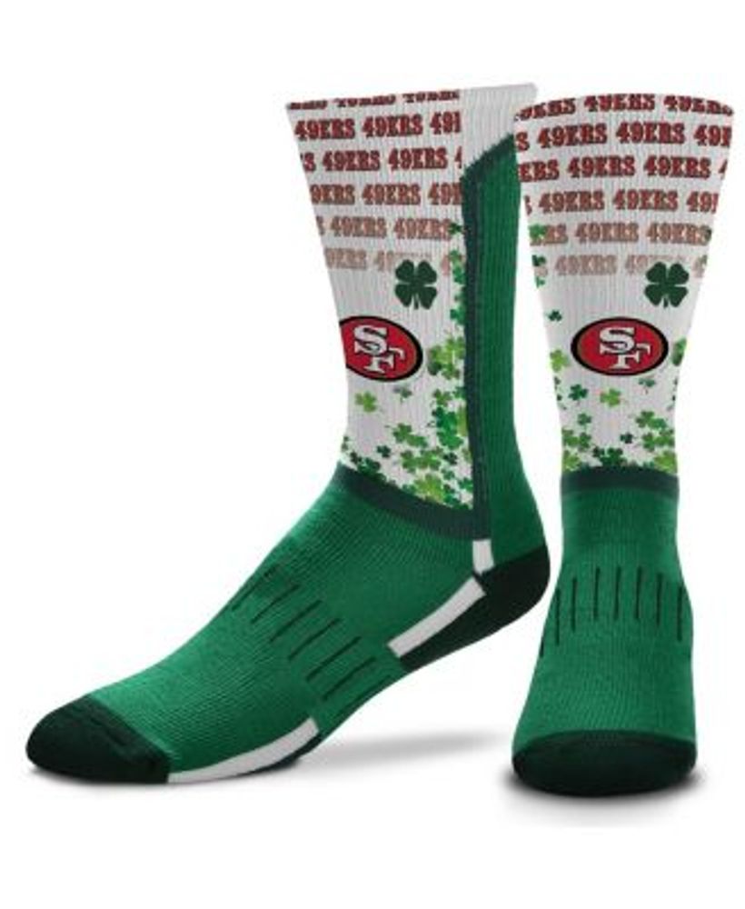 For Bare Feet Men's San Francisco 49ers Four Leaf St. Patrick's Day V-Curve  Crew Socks