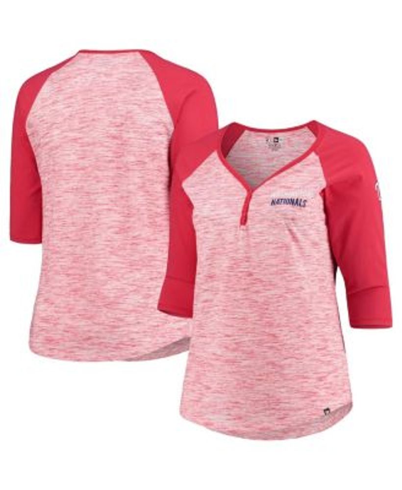 Women's New Era Royal Chicago Cubs Plus Size Space Dye Raglan V-Neck T-Shirt