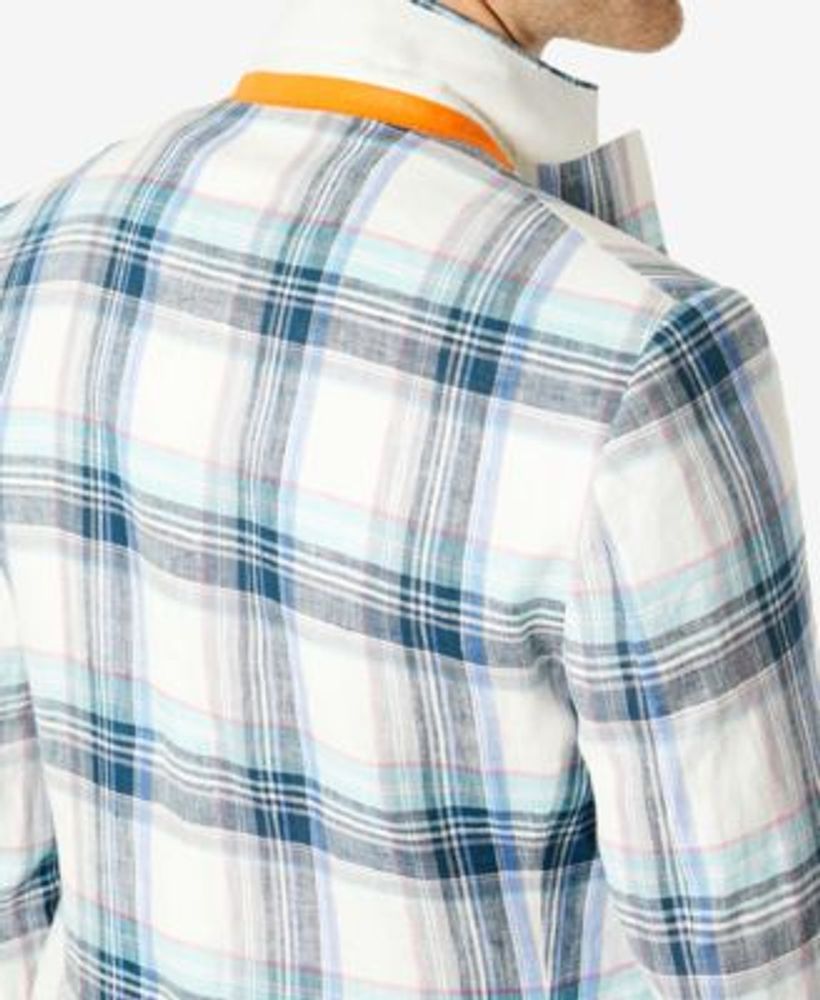 Men's Slim-Fit Multicolor Plaid Blazer