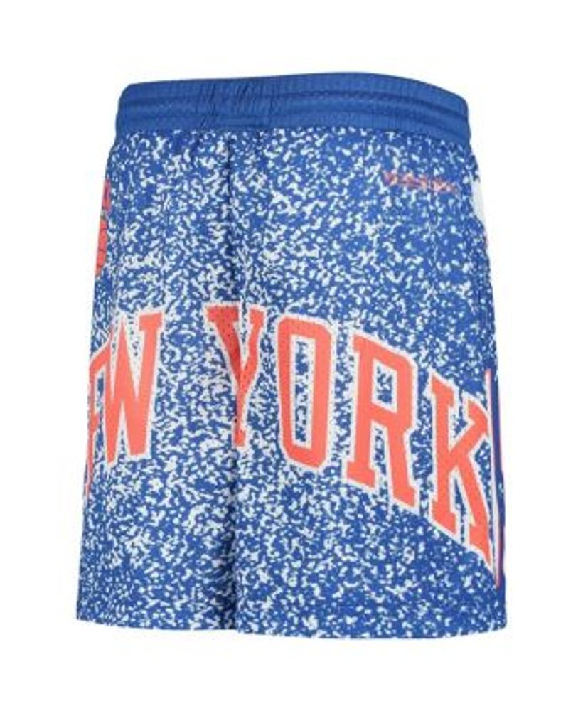 Men's Mitchell & Ness Royal New York Knicks Hardwood Classics Jumbotron  Sublimated Shorts