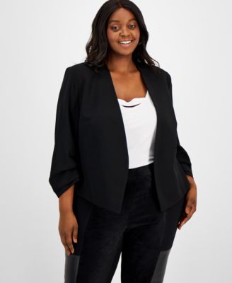 Plus Ruched Sleeve Blazer, Created for Macy's