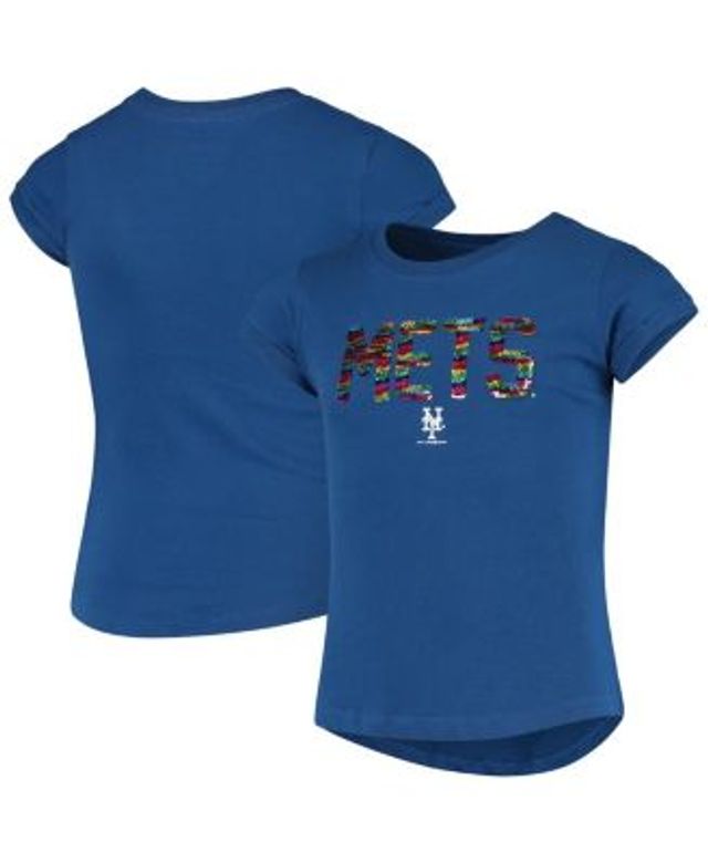 Girls Youth New Era Royal Chicago Cubs Flip Sequin Team V-Neck T-Shirt