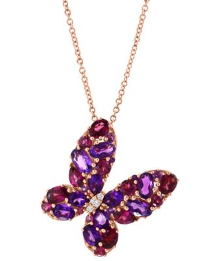 14kt Rose Gold Diamond 3-Butterfly Necklace