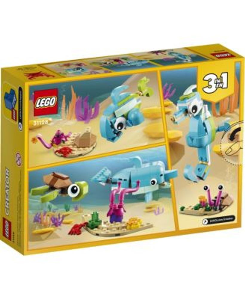 Creator 3 in 1 Dolphin and Turtle Building Kit, Featuring Sea Animal Toys, 137 Pieces