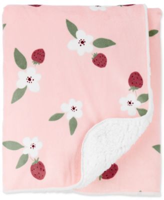 Baby Girls Pink Strawberry Plush Blanket
