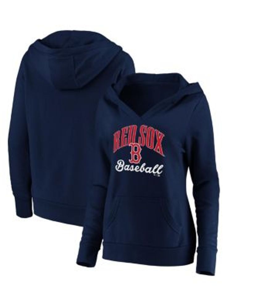 Boston Red Sox Lusso Women's Mack Fleece V-Neck Pullover Top - White/Navy