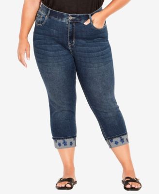 Avenue Plus Sequin Cuff Capri Jeans | Mall of America®