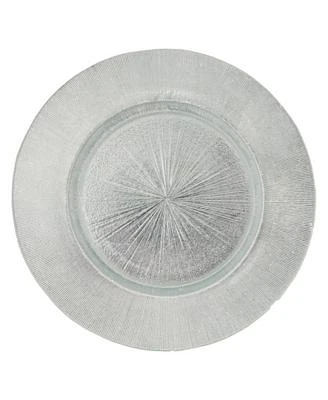 Jay Import Light Silver Antique Glass Charger Plate