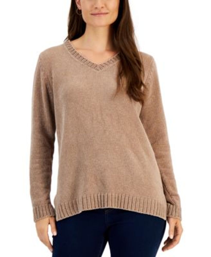 Karen Scott Women's V-Neck Chenille Sweater, Created for Macy's |  Connecticut Post Mall