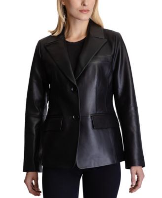 Women's Leather Blazer Coat