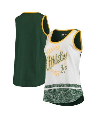 Women's New Era White/Black Oakland Athletics Pinstripe Scoop Neck