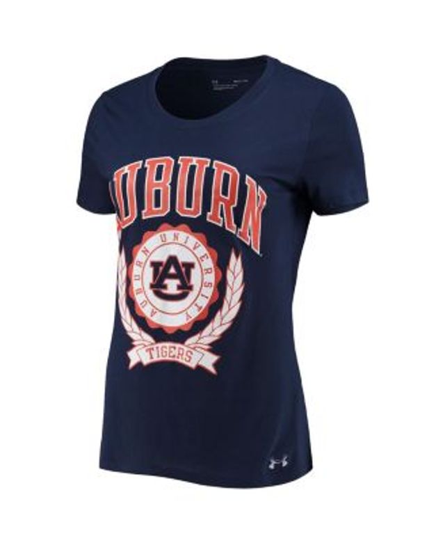 Women's Under Armour Navy Auburn Tigers Vault Cropped Long Sleeve T-Shirt