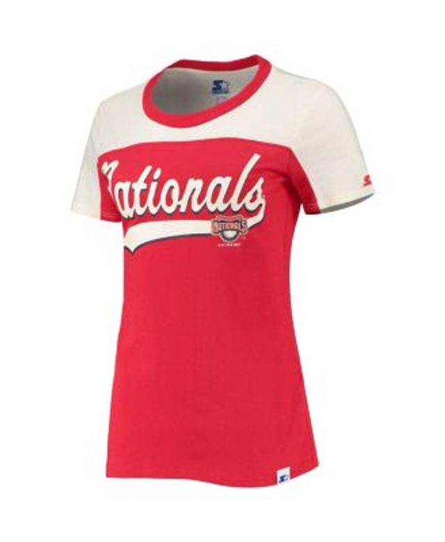 Washington Nationals Women's Plus Size Notch Neck T-Shirt - White/Navy