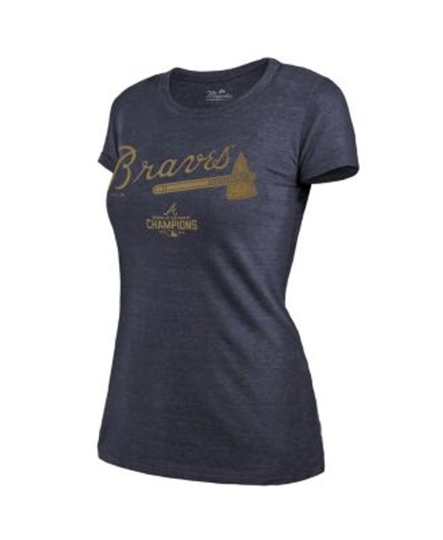 Majestic Women's Threads Navy Atlanta Braves 2022 Gold Program Wordmark T- shirt