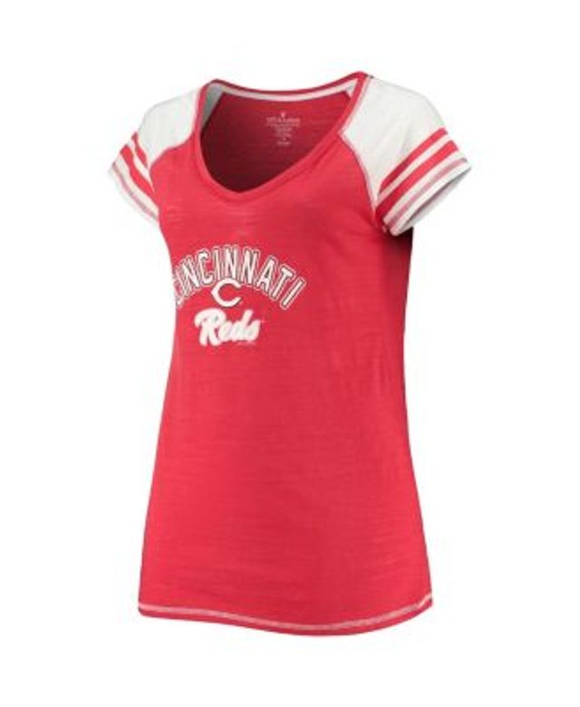 Cincinnati Reds Soft as a Grape Women's Plus Size V-Neck Jersey T