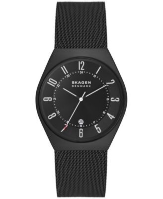 Men's Grenen in Black Plated Stainless Steel Mesh Bracelet Watch