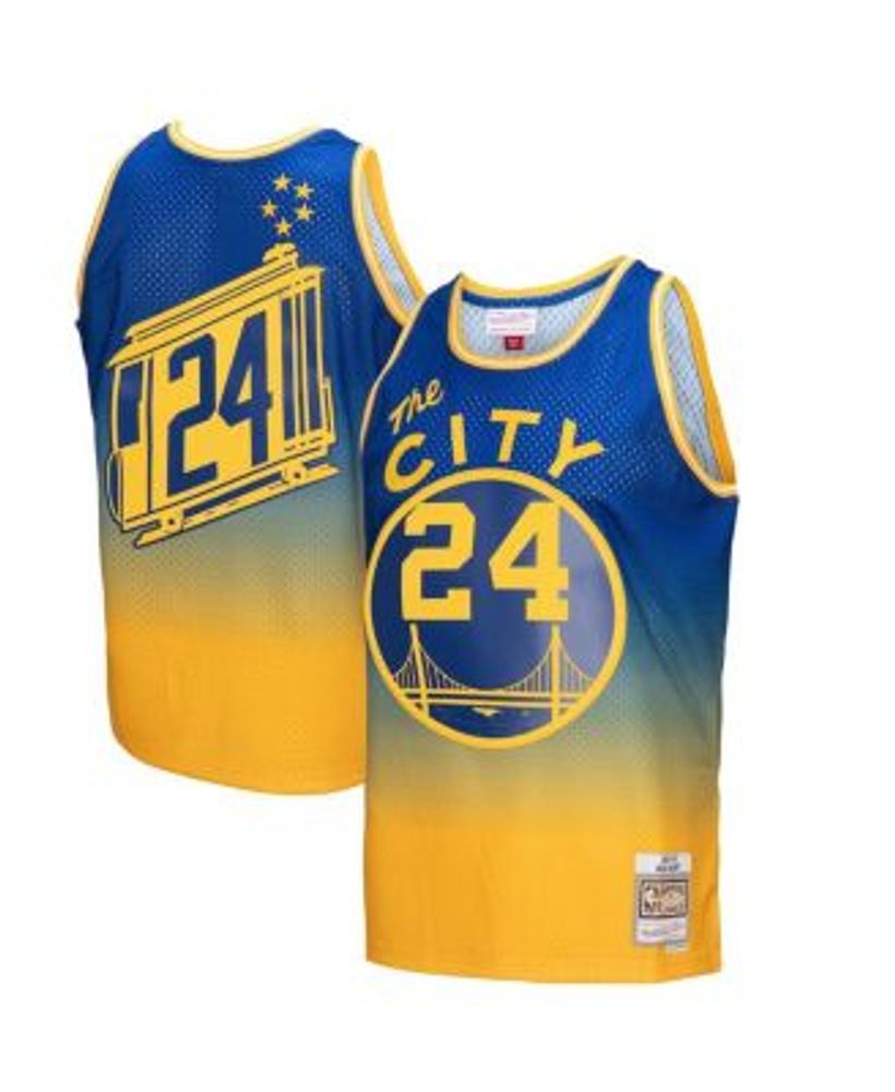 Men's Golden State Warriors Baron Davis Mitchell & Ness Navy/Orange 2006/07  Hardwood Classics Fadeaway Swingman Player Jersey