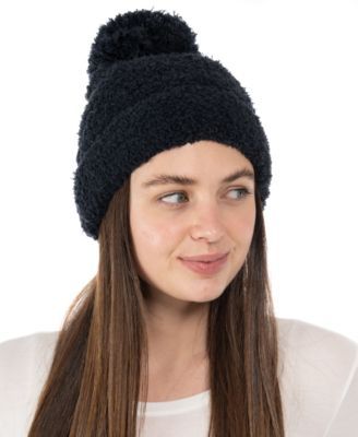 Women's Solid Ribbed-Knit Beanie With Pom, Created for Macy's