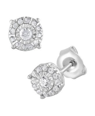Diamond Halo Stud Earrings (1/4 ct. t.w.) in 10k White Gold