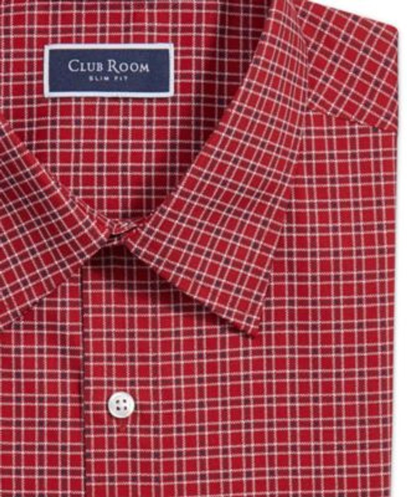 Men's Slim Fit Deco-Check Dress Shirt, Created for Macy's