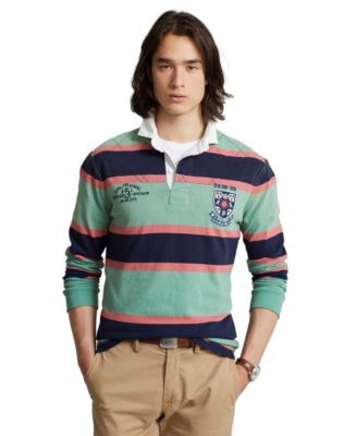 Men's Classic Fit Striped Jersey Rugby Shirt
