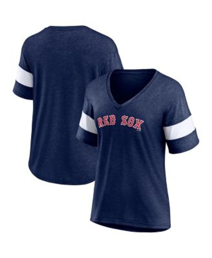 Fanatics Women's Branded Heathered Navy Boston Red Sox Wordmark V-Neck  Tri-Blend T-shirt