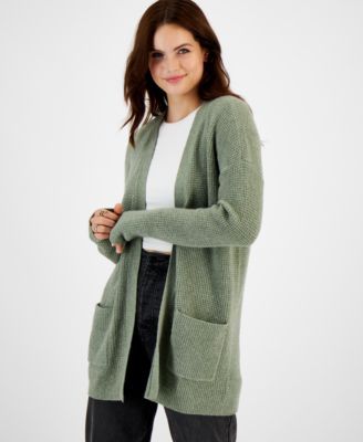Juniors' Two-Pocket Long Sleeve Cardigan Sweater