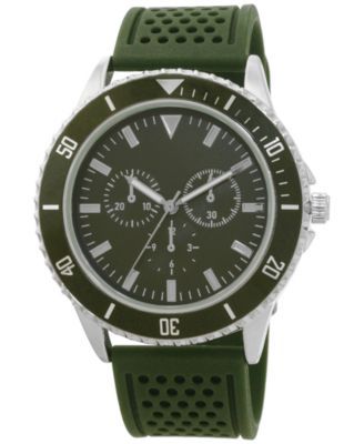 Men's Green Rubber Strap Watch 47mm, Created for Macy's