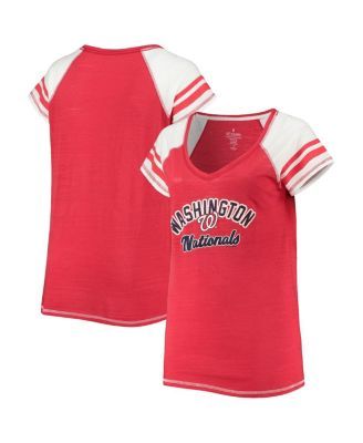 New Era Women's Red Washington Nationals Plus Space Dye 3/4-Sleeve Raglan  Henley T-shirt