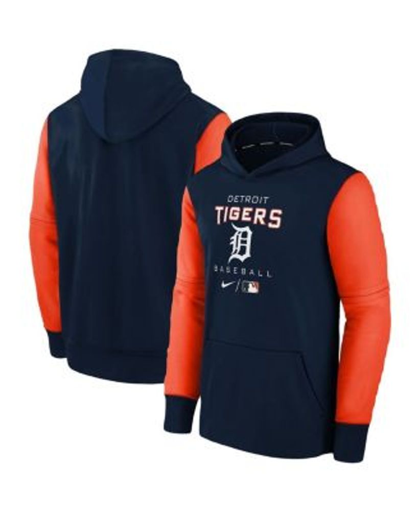 Nike Youth Boys Navy, Orange Detroit Tigers Authentic Collection  Performance Pullover Hoodie