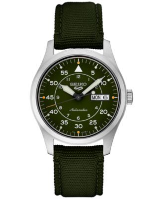 Men's Automatic 5 Sports Green Nylon Strap Watch 39mm