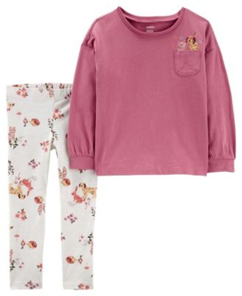 Toddler Girls Long Sleeve T-shirt and Leggings, 2-Piece Set