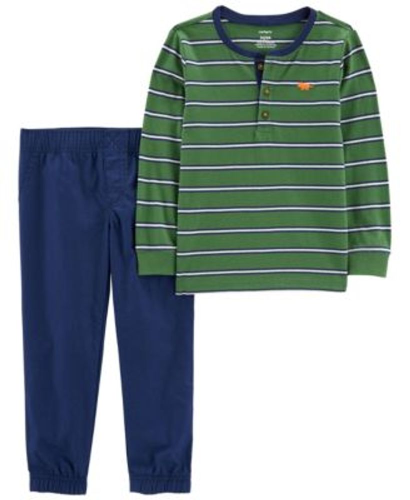 Toddler Boys Henley T-shirt and Pull-On Pants, 2-Piece Set