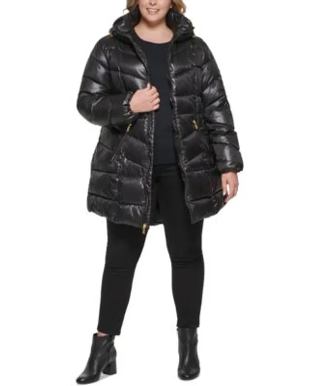 Calvin Klein Women's Pillow-Collar Belted Puffer Coat - Macy's