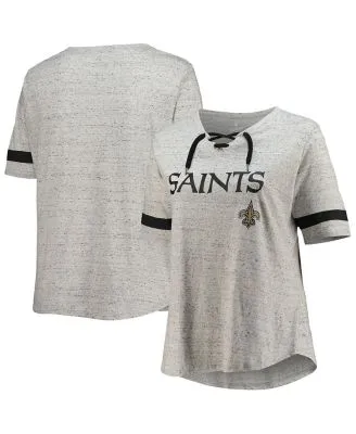 Lids New Orleans Saints Women's Plus Lace-Up V-Neck T-Shirt